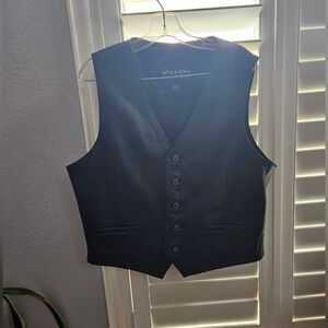 Wilson Black Leather Vest for Men Size Large